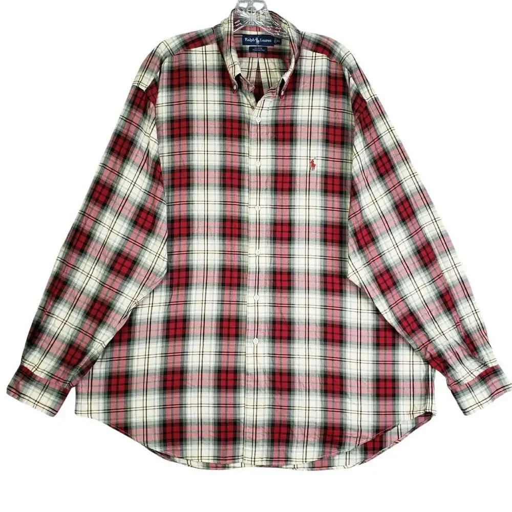 Polo Ralph Lauren Oxford Shirt Mens Size XL Red Plaid LS Button Down Blake